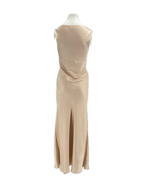 Robe satinée beige