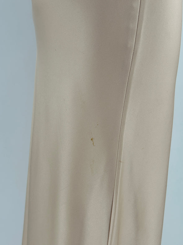 Robe satinée beige