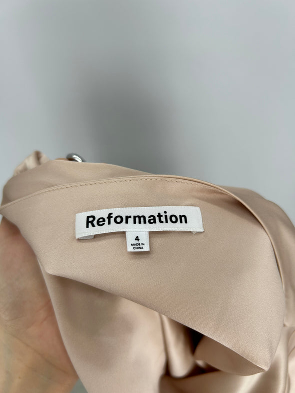 Robe satinée beige