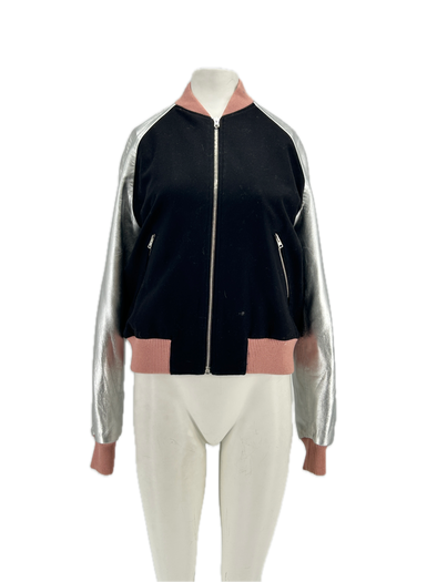 Bomber en laine et cuir