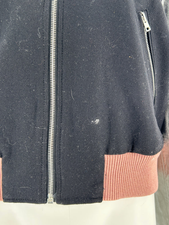 Bomber en laine et cuir