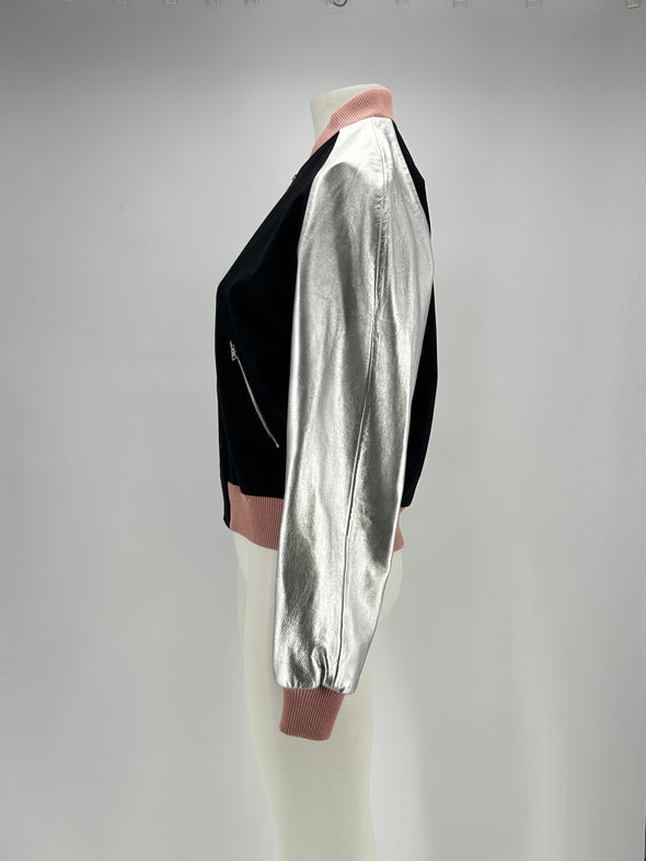 Bomber en laine et cuir