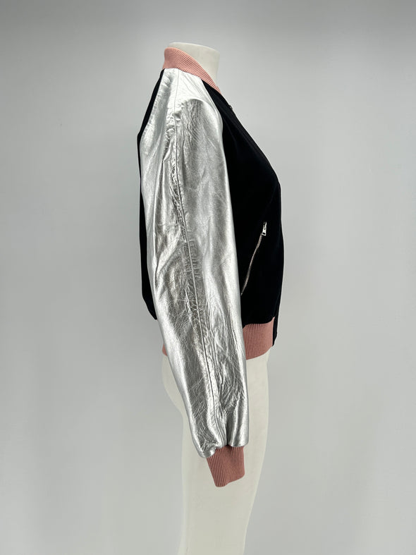 Bomber en laine et cuir