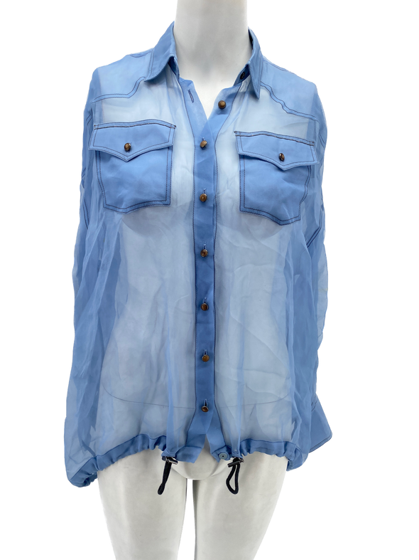 Chemise bleue transparente