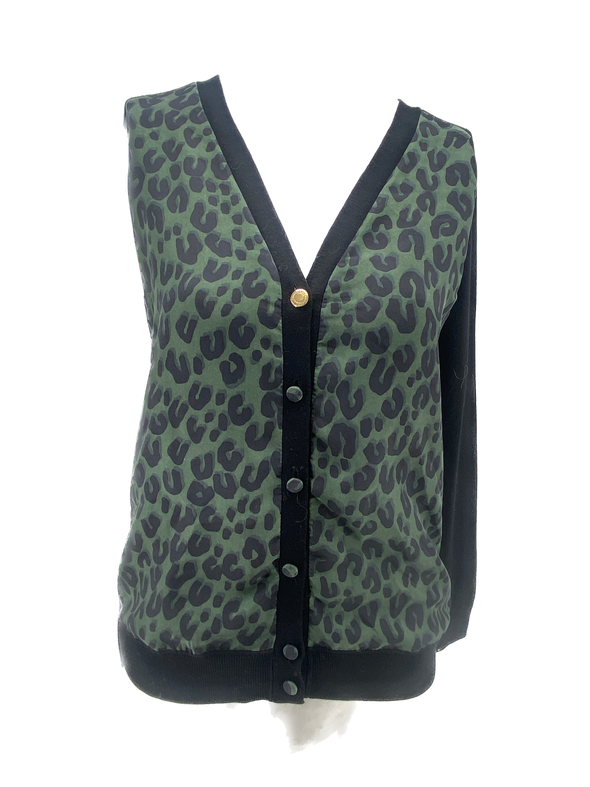 Cardigan léopard vert