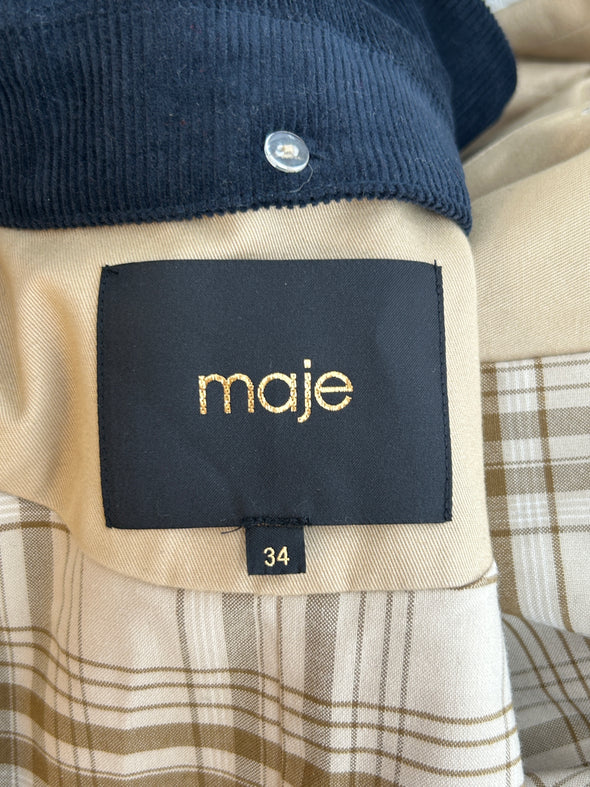 Trench beige avec col en velours