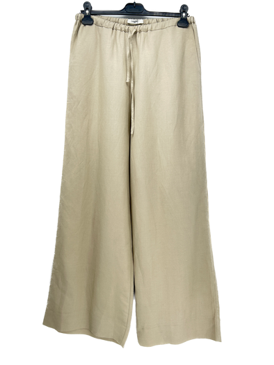 Pantalon large en lin beige