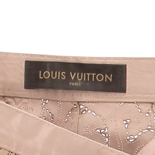 Jupe en cuir ajouré beige