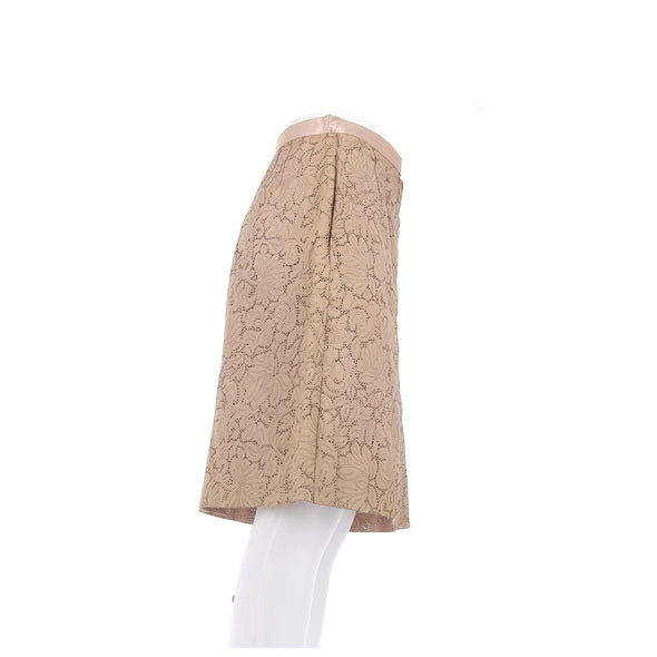 Jupe en cuir ajouré beige