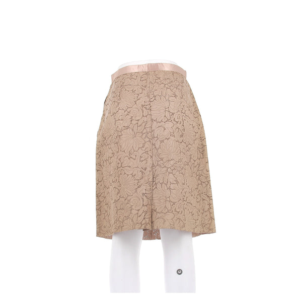 Jupe en cuir ajouré beige