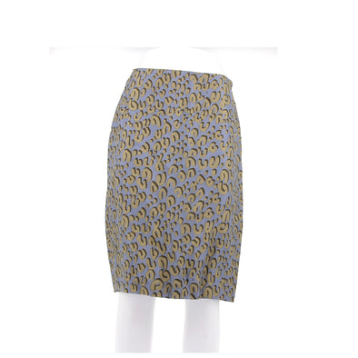 Jupe bleue imprimée léopard kaki
