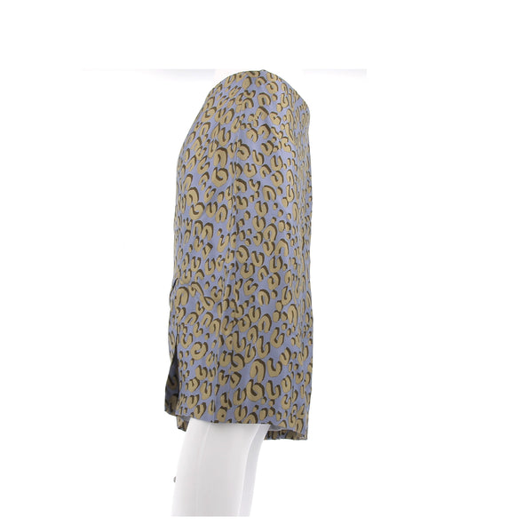 Jupe bleue imprimée léopard kaki