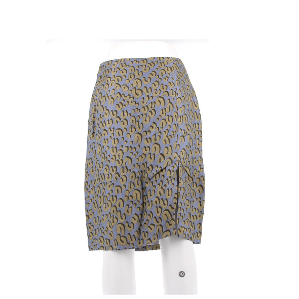 Jupe bleue imprimée léopard kaki