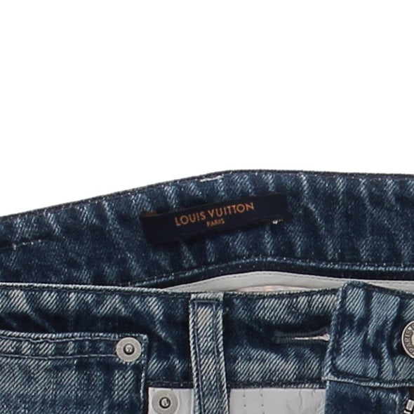 Jean en vinyle à empiècement denim