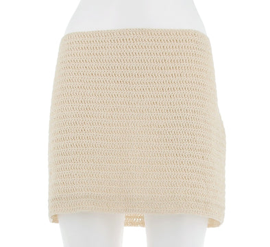 Mini jupe en crochet beige