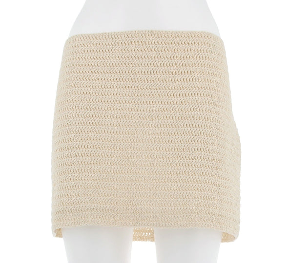 Mini jupe en crochet beige