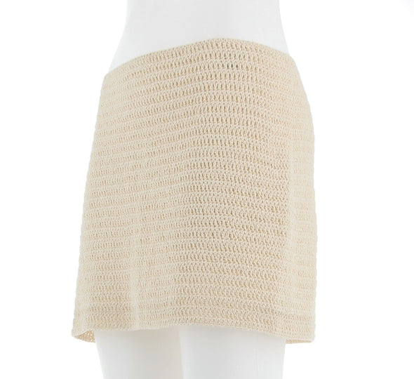 Mini jupe en crochet beige