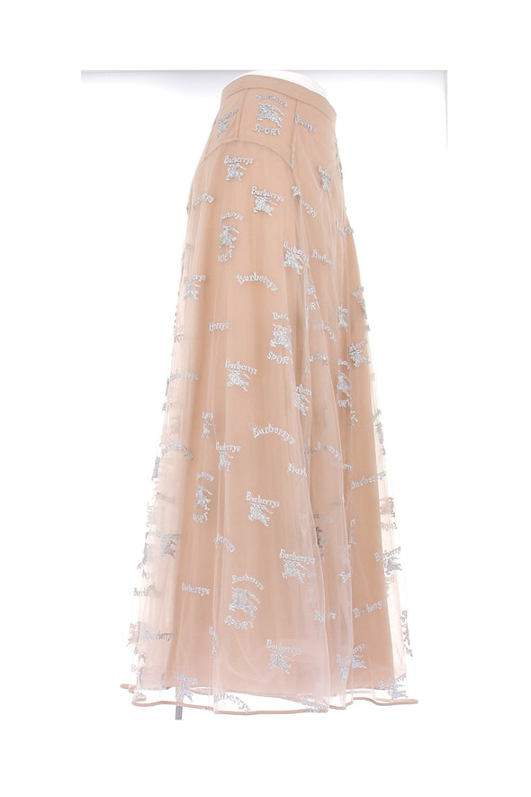 Jupe en mousseline et tulle beige