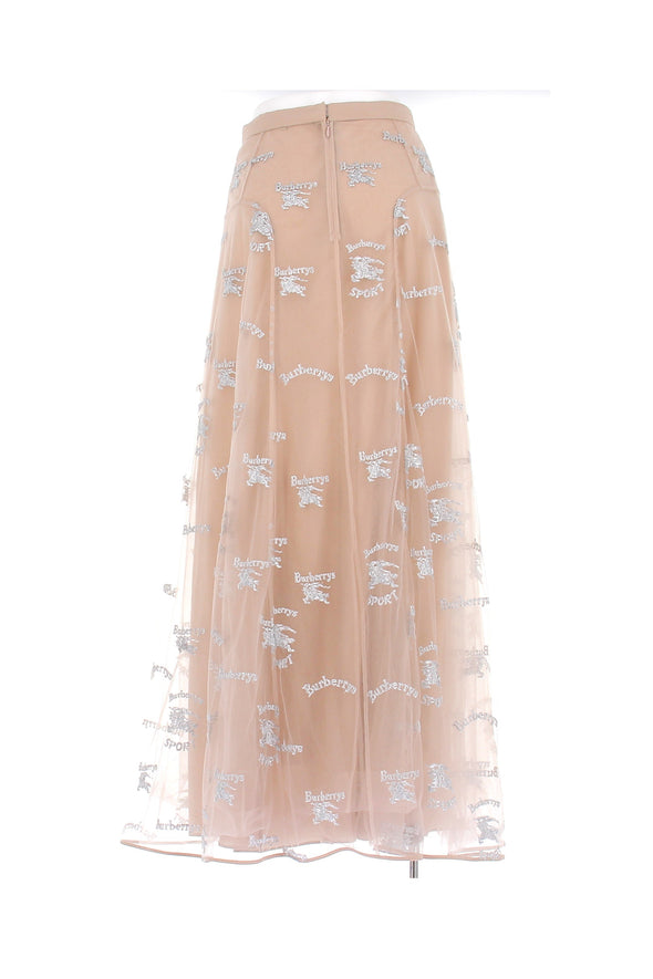 Jupe en mousseline et tulle beige