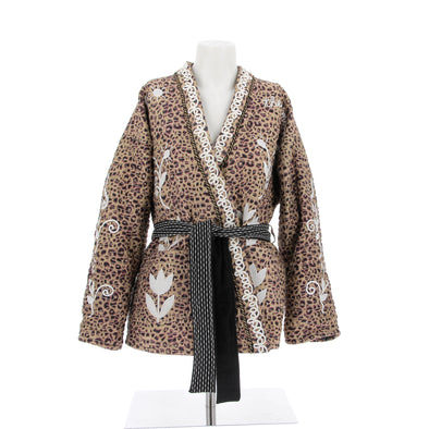 Veste kimono léopard en soie