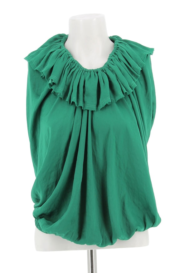 Top plissé vert
