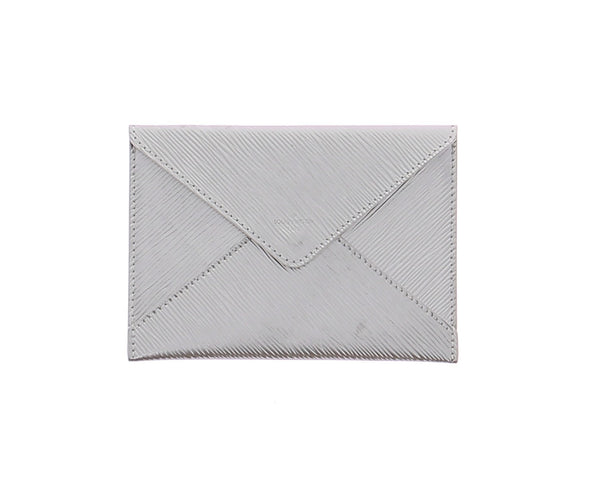 Pochette argentée en cuir épi