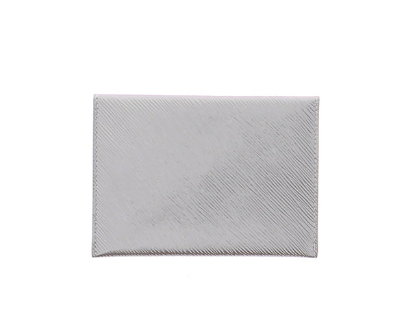 Pochette argentée en cuir épi