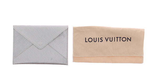 Pochette argentée en cuir épi