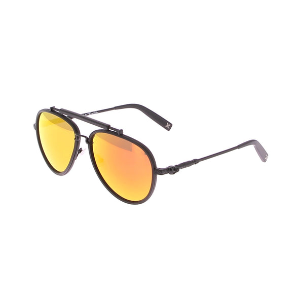 Lunettes aviateur noires "Harrison" aux verres oranges