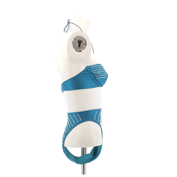 Maillot de bain deux pièces bleu à strass