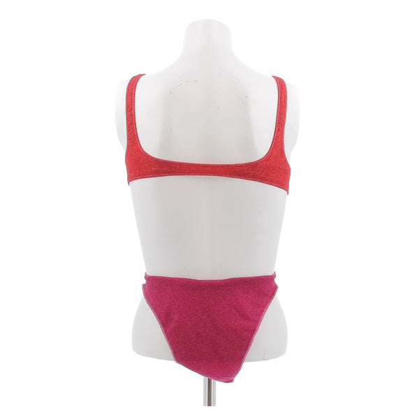 Maillot de bain deux pièces rouge et rose