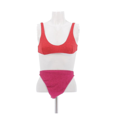 Maillot de bain deux pièces rouge et rose