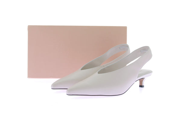 Sling back en cuir blanc