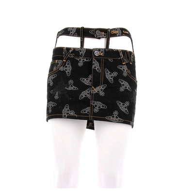 Mini jupe en denim imprimé