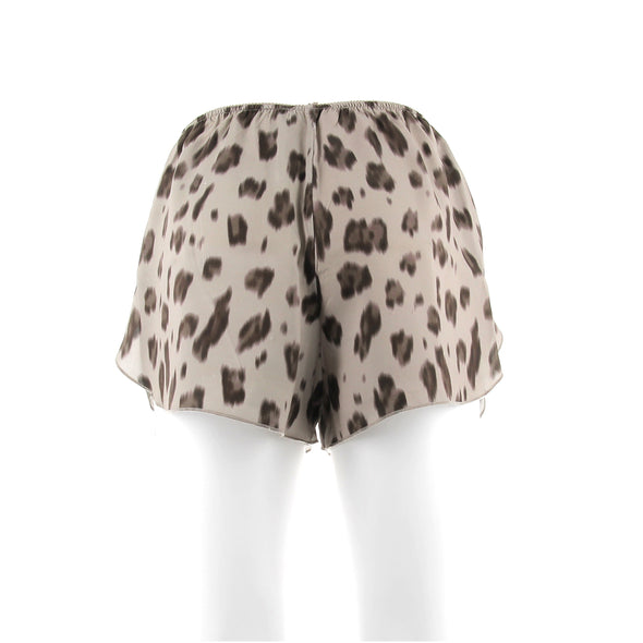 Mini short en soie à motif léopard