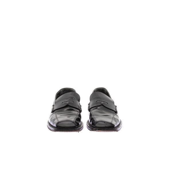 Mocassins open toe en cuir noir