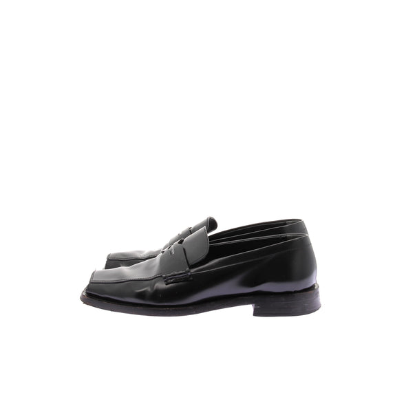 Mocassins open toe en cuir noir