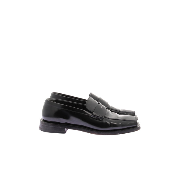Mocassins open toe en cuir noir