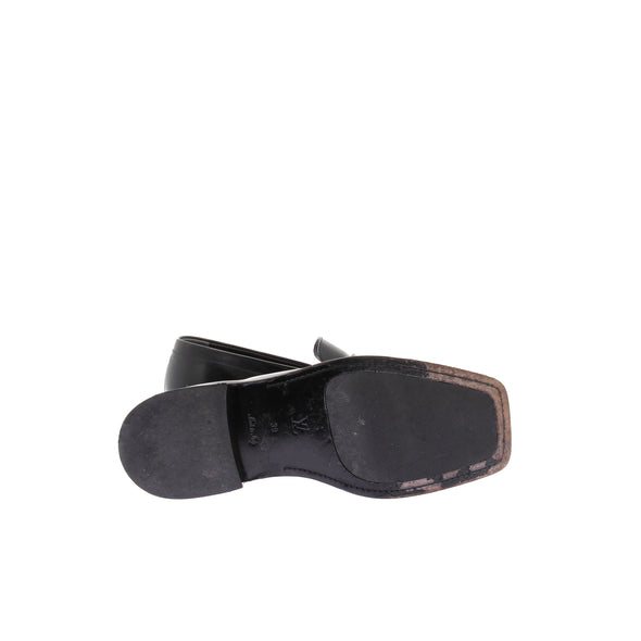 Mocassins open toe en cuir noir