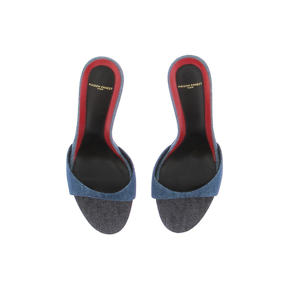 Mules à talons en denim