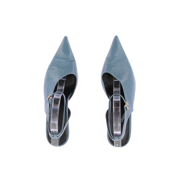 Mules à talons en cuir
