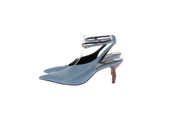 Mules à talons en cuir