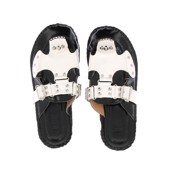 Mules "Medusa Strap" noires et blanches