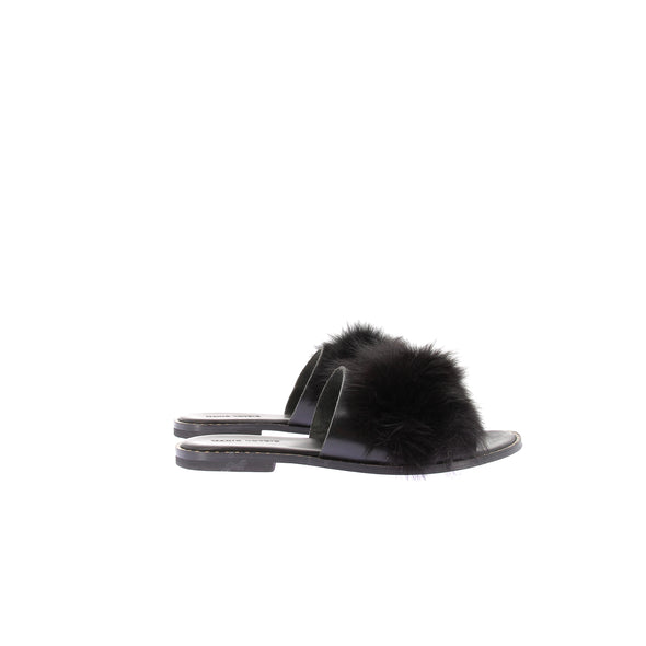 Mules plates à fausse fourrure