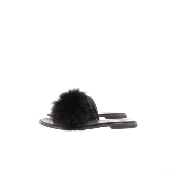 Mules plates à fausse fourrure
