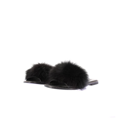 Mules plates à fausse fourrure