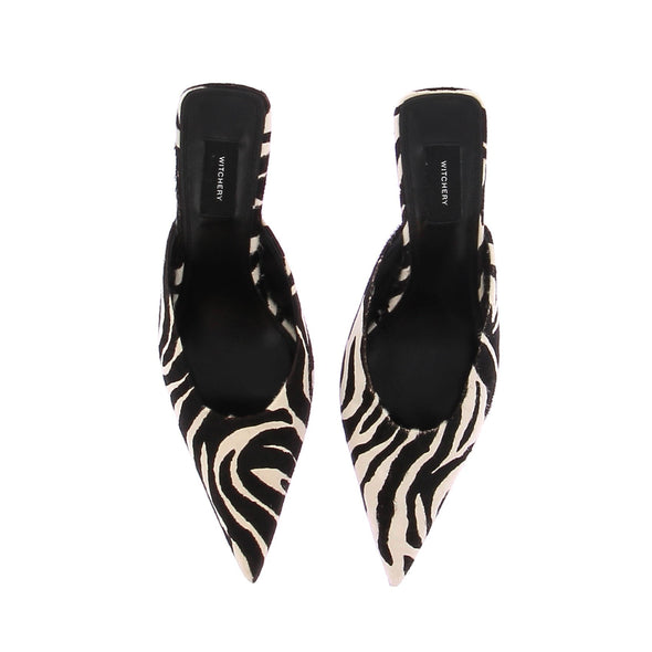 Mules à talons zébrées "Adele Kitten"
