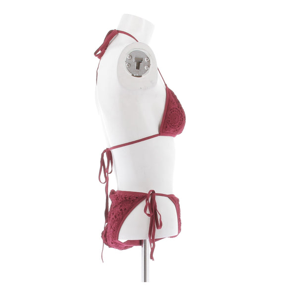 Maillot de bain deux pièces bordeaux