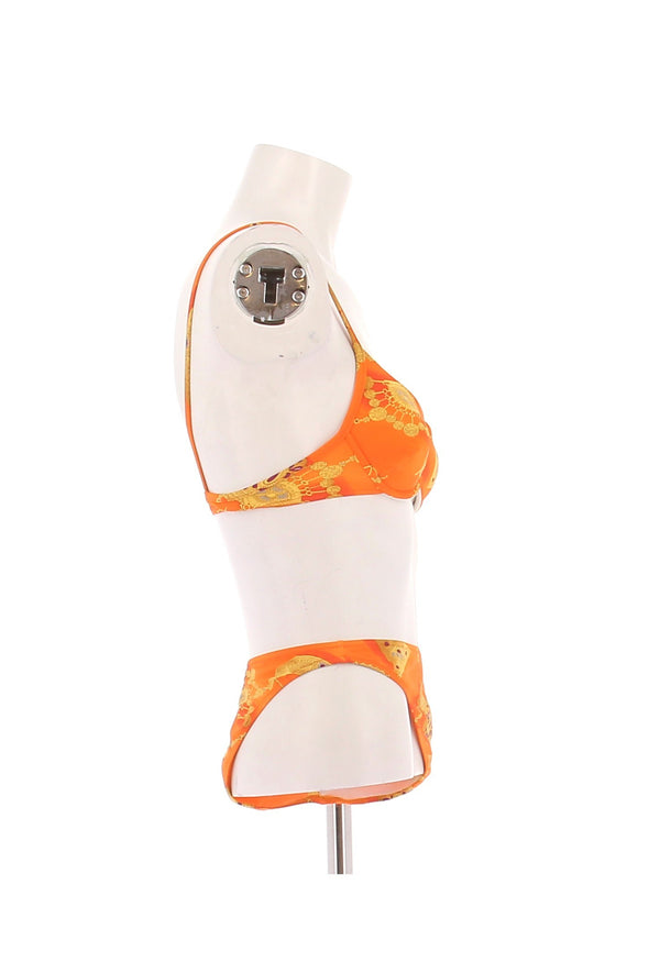 Maillot de bain deux-pièces orange imprimé