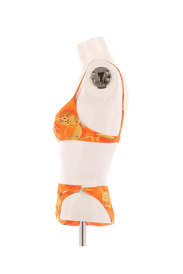 Maillot de bain deux-pièces orange imprimé